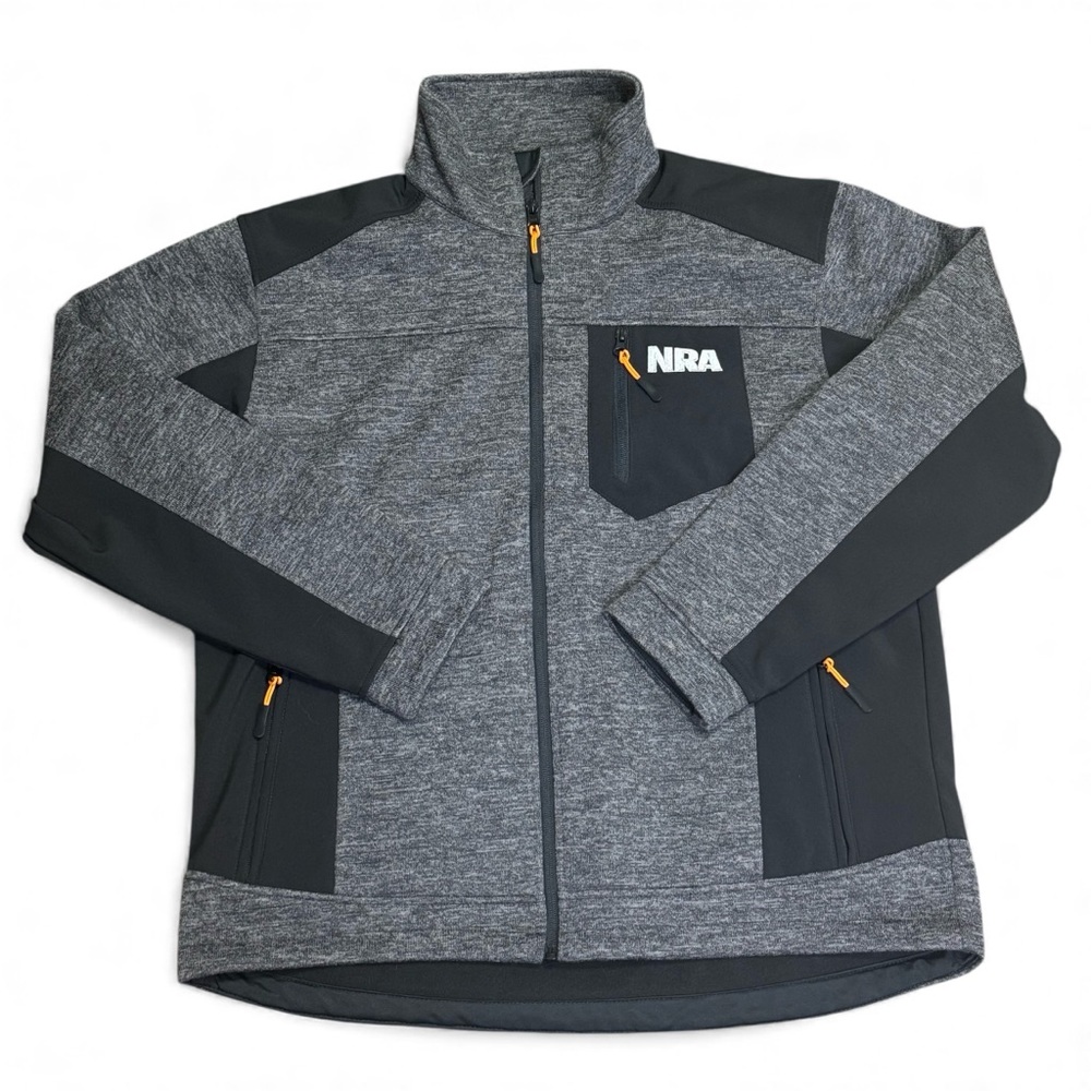 NRA Gray and Black Lined Fleece Zip Jacket Size M